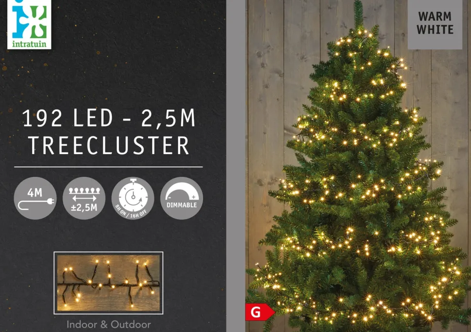 Intratuin Cluster-Lichterkette 2,5 m mit 192 LED Lämpchen warmweiß
