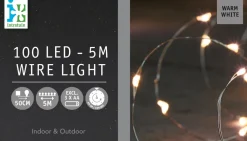 Intratuin Drahtlichterkette silber 5 m außen mit LED warmweiß