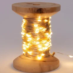 Intratuin Drahtlichterkette silber auf Rolle mit 100 Lämpchen warmweiß D 7 H 9,5 cm