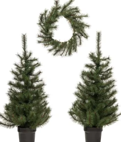 Intratuin Haustürset Ellmau 1 Kranz 2 Bäume mit LED Beleuchtung