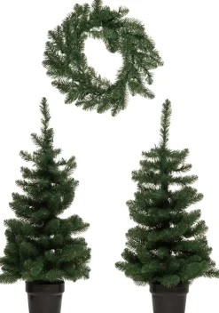 Intratuin Haustürset Graz 1 Kranz 2 Bäume mit LED Beleuchtung