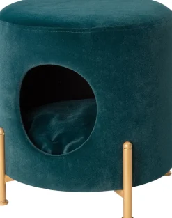 Intratuin Hocker mit Katzenkorb blau D 35 H 39 cm