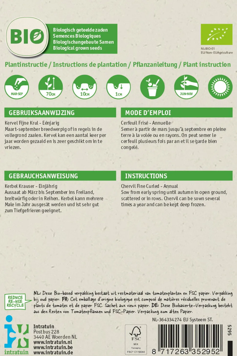 Intratuin Kerbel fein (Anthriscus cerefolium) (BIO) Samen