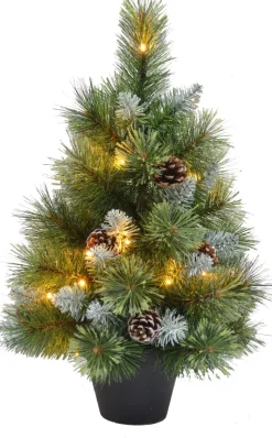 Intratuin Künstlicher Weihnachtsbaum grün D 34 H 60 cm 25 LEDs warmweiß