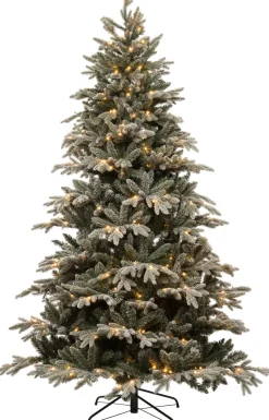 Intratuin Künstlicher Weihnachtsbaum Glis mit LED-Beleuchtung D 140 H 215 cm frosted-grün