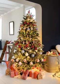 Intratuin Künstlicher Weihnachtsbaum Glis mit LED-Beleuchtung D 140 H 215 cm frosted-grün