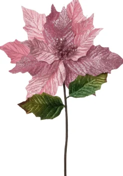 Intratuin Kunstblume Weihnachtsstern mit Glitzer rosa 50 cm