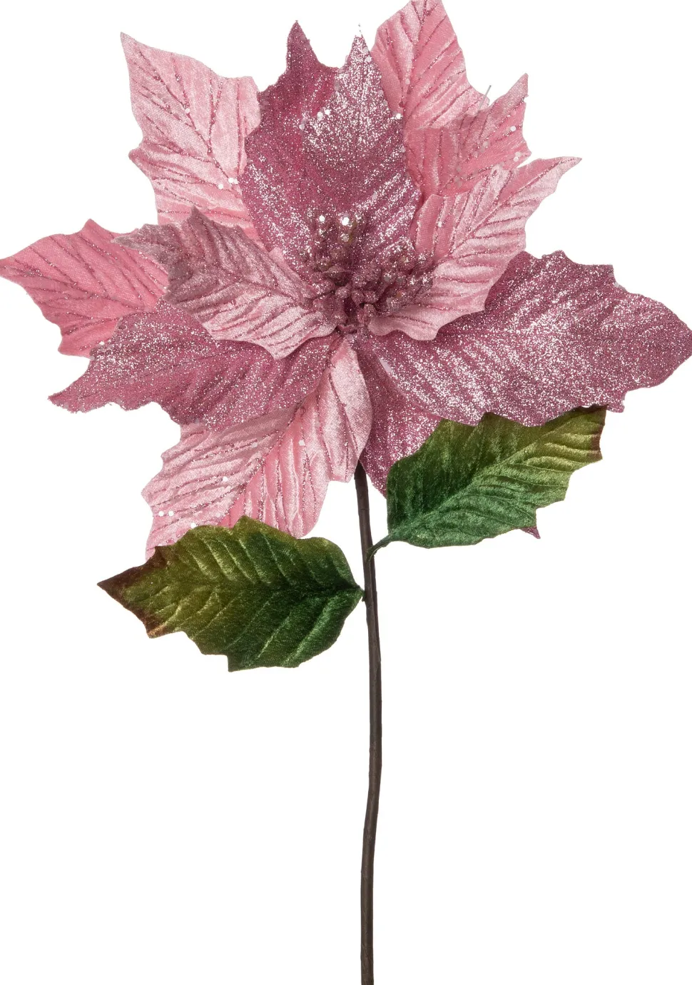 Intratuin Kunstblume Weihnachtsstern mit Glitzer rosa 50 cm