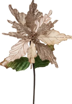 Intratuin Kunstblume Weihnachtsstern mit Glitzer gold 50 cm