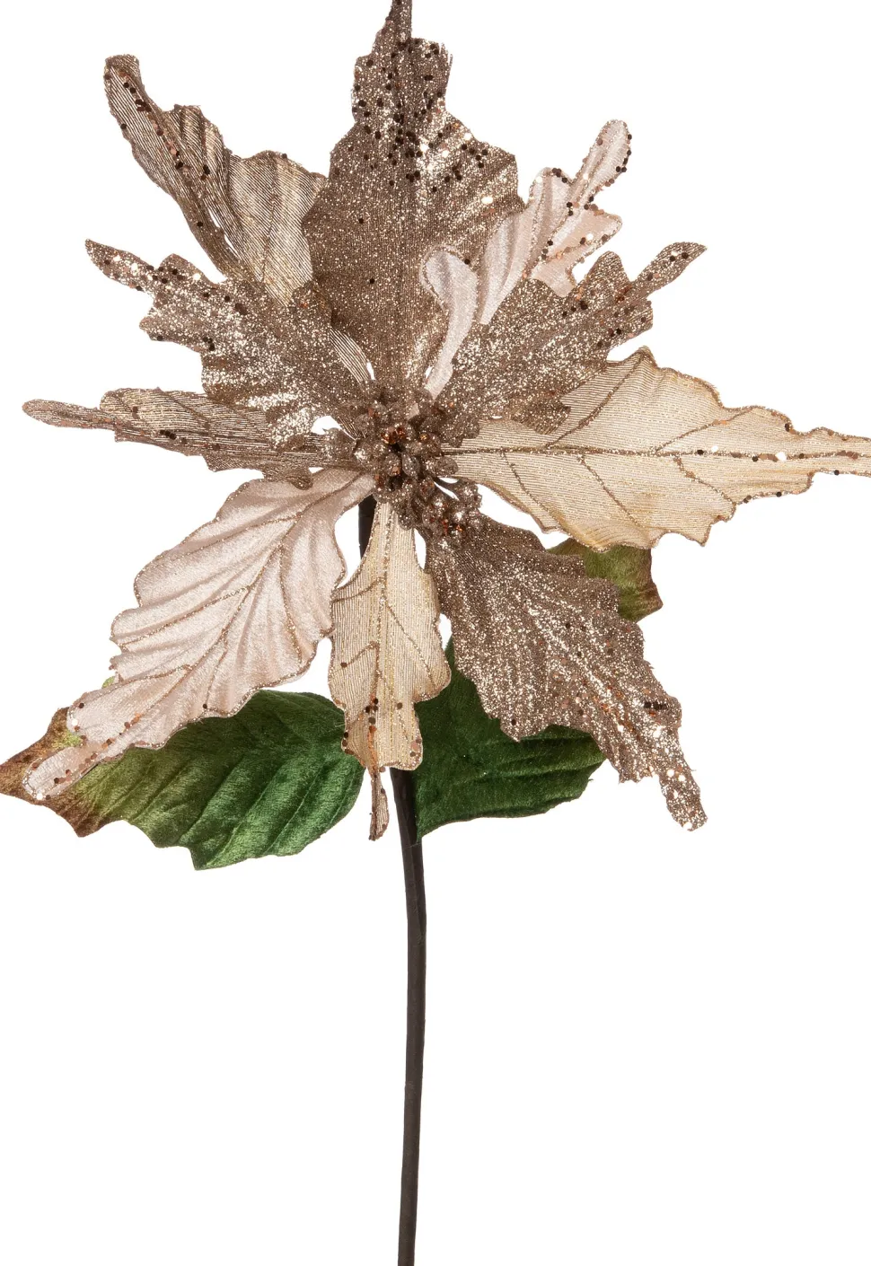 Intratuin Kunstblume Weihnachtsstern mit Glitzer gold 50 cm