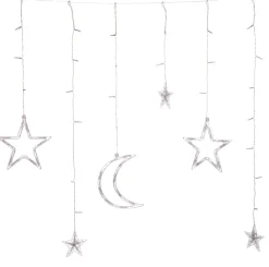 Intratuin Lichtervorhang Stern und Mond mit 92 LEDs warmweiß L 100 cm