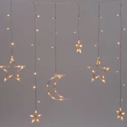 Intratuin Lichtervorhang Stern und Mond mit 92 LEDs warmweiß L 100 cm