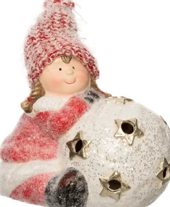 Intratuin Mädchen mit Ball LED rot / weiß 16 x 11,5 x 13 cm