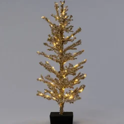 Intratuin mini Künstlicher Weihnachtsbaum Kristal gold met 60 warmweißen Lämpchen D 38 H 61 cm