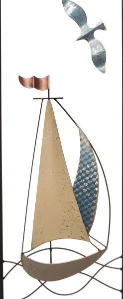 Intratuin Outdoor-Wanddeko Segelboot gold / blau 25 x 61 x 3 cm