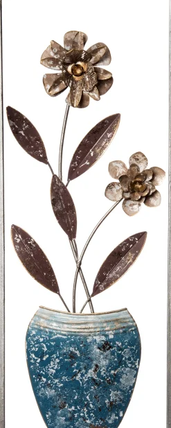 Intratuin Outdoor-Wanddeko Blume braun / blau 20 x 51 x 2,5 cm