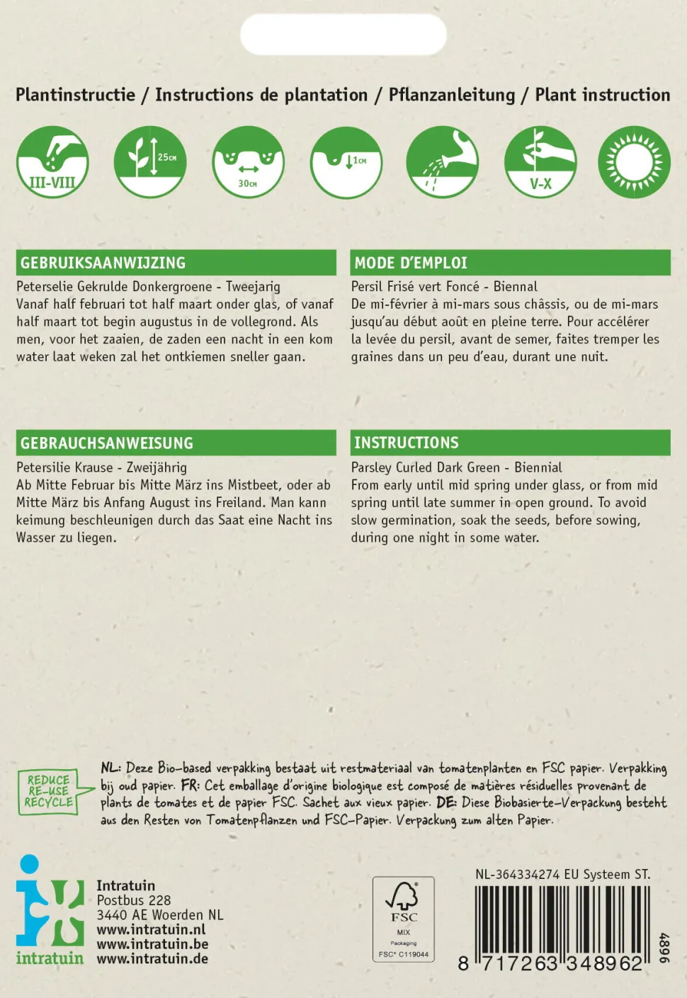 Intratuin Petersilie kraus (Petroselinum crispum 'Krause') Samen