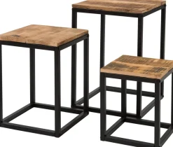 Intratuin Pflanzenhocker Flynn schwarz / Holz 25 x 25 x 31 cm