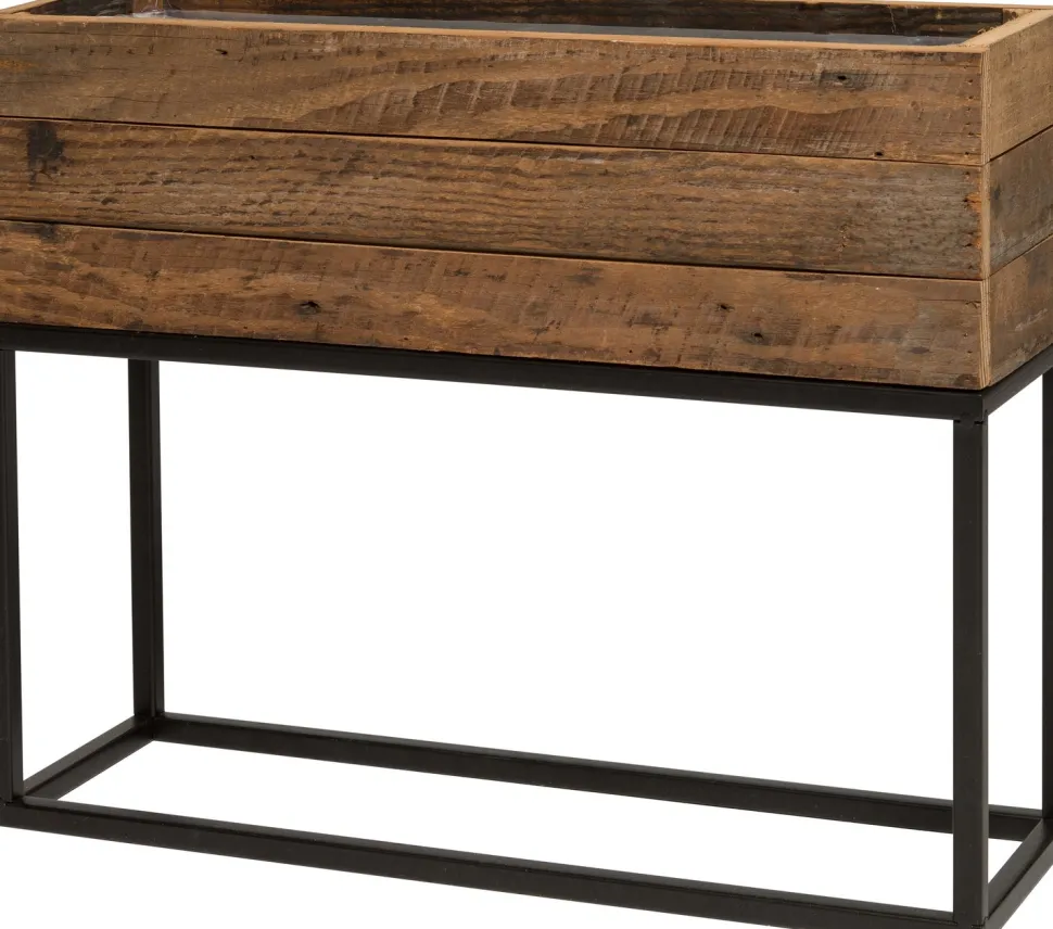 Intratuin Pflanzkübel auf Ständer schwarz / Holz 50 x 16 x 41 cm