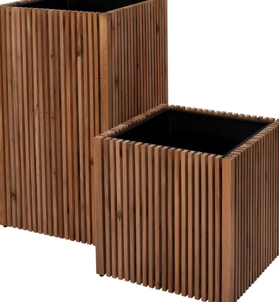 Intratuin Pflanzkübel Latten natur 51 x 51 x 90 cm