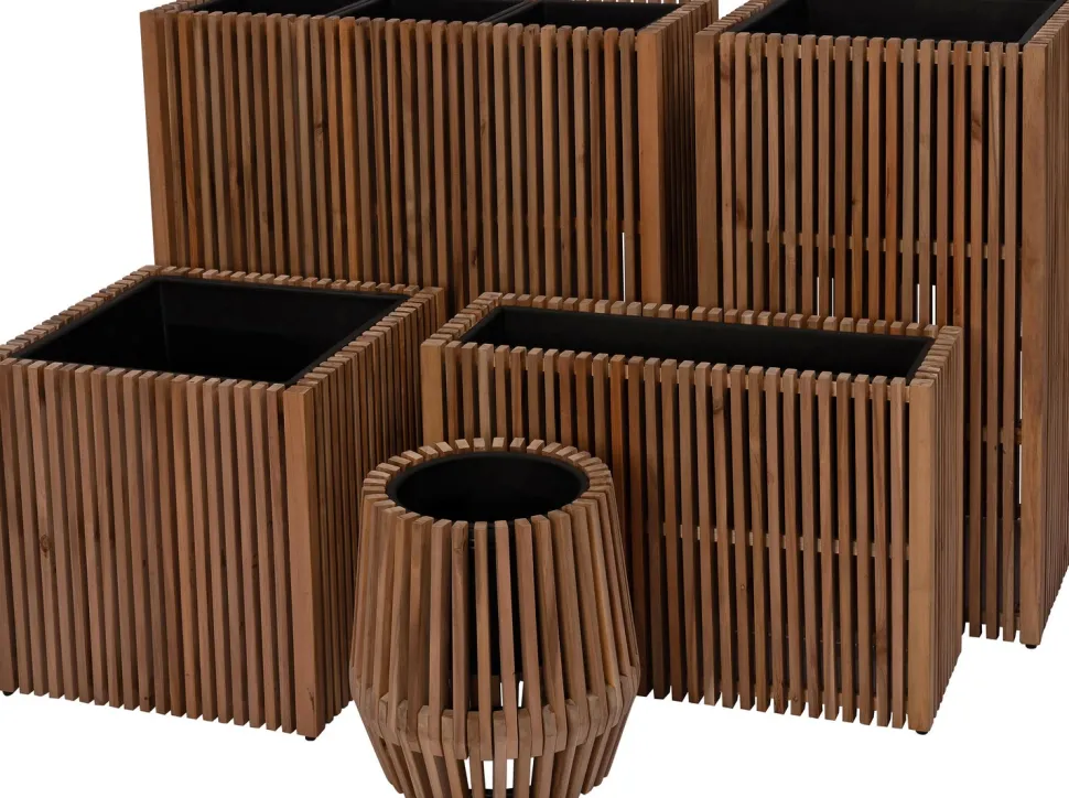 Intratuin Pflanzkübel Latten natur 51 x 51 x 90 cm