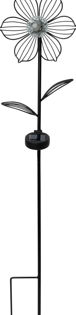 Intratuin Solar Gartenstecker Lotus schwarz 23 x 11,5 x 101 cm