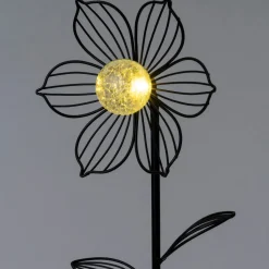 Intratuin Solar Gartenstecker Lotus schwarz 23 x 11,5 x 101 cm