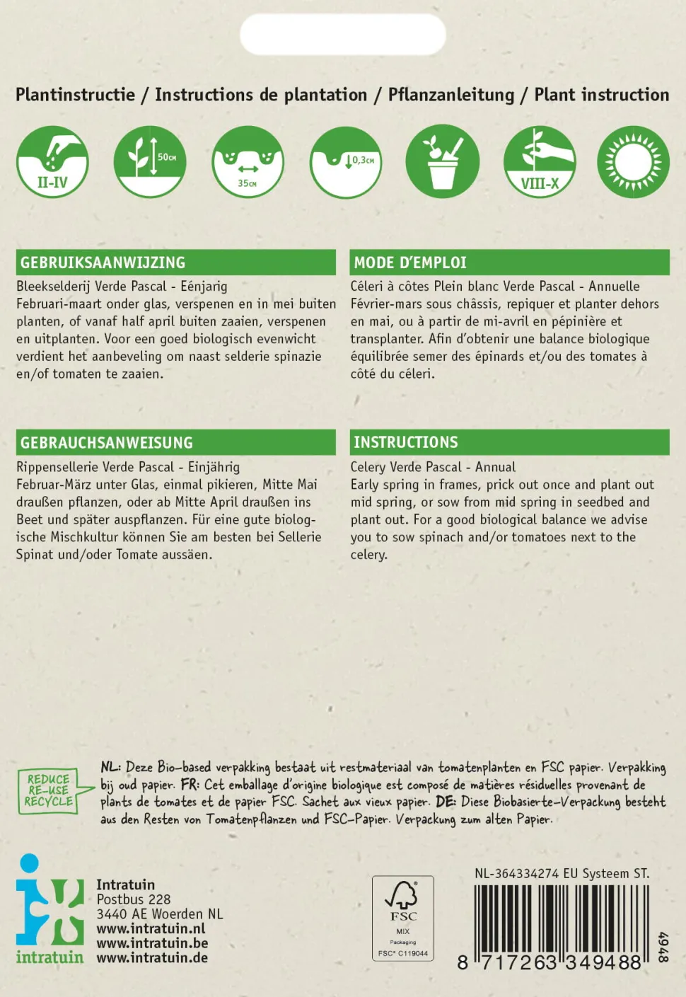 Intratuin Stangensellerie (Apium graveolens 'Groene van Pascal') Samen
