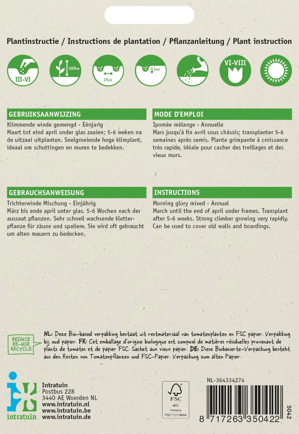 Intratuin Trichterwinde (Ipomoea purpurea) Blumensamen-Mischung