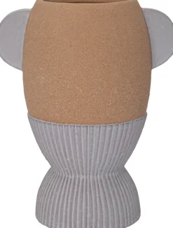 Intratuin Vase mit Fuß Jill grau / braun 23 x 16,5 x 28,5 cm