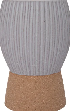 Intratuin Vase mit Fuß Jill grau / braun 13 x 13 x 19,5 cm