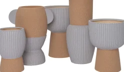 Intratuin Vase mit Fuß Jill grau / braun 13 x 13 x 19,5 cm