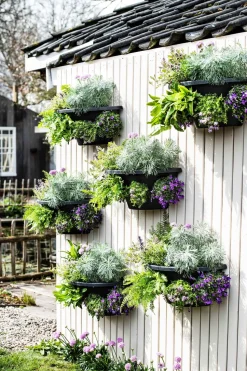 Intratuin Wand-Blumentopf schwarz 50 x 26 x 21,5 cm