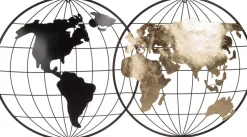 Intratuin Wanddekoration Landkarte schwarz / gold 108 x 59,5 x 6,5 cm