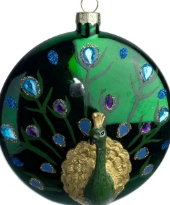 Intratuin Weihnachtsanhänger Duff Pfau grün 9,8 x 5,5 x 11 cm