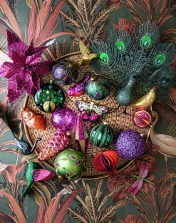 Intratuin Weihnachtsanhänger Duff Pfau grün 9,8 x 5,5 x 11 cm