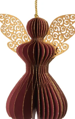 Intratuin Weihnachtsbaumschmuck Engel mit Glitzer Marison dunkelrosa / gold 12 x 12 x 12 cm