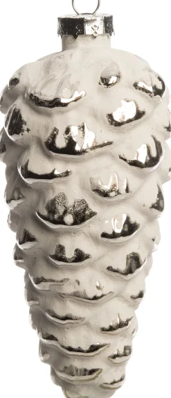 Intratuin Weihnachtsbaumschmuck Tannenzapfen weiß D 6 H 13,5 cm