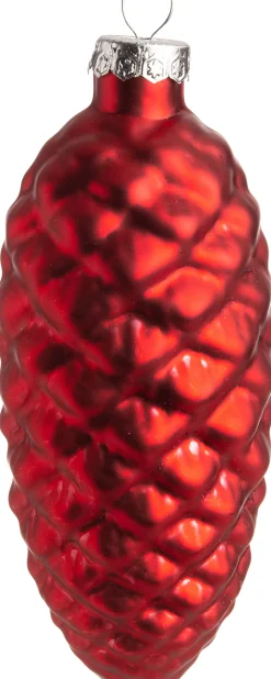 Intratuin Weihnachtsbaumschmuck Tannenzapfen matt rot D 4 H 11 cm