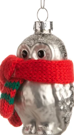 Intratuin Weihnachtsbaumschmuck Eule weiß / rot 4,5 x 4 x 8 cm