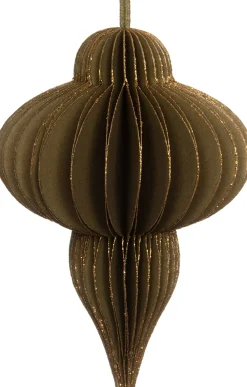 Intratuin Weihnachtsbaumschmuck Papier grün / gold D 8,5 H 11,5 cm