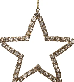 Intratuin Weihnachtsbaumschmuck Stern mit Glitzersteinen gold 9 x 9 x 0,5 cm