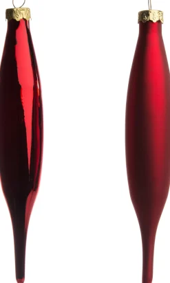 Intratuin Weihnachtsbaumschmuck Glas-Eiszapfen rot 3,1 x 3,1 x 14,8 cm 6 St.