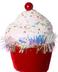 Intratuin Weihnachtsbaumschmuck Candyline Cupcake rot / weiß D 9 H 12 cm