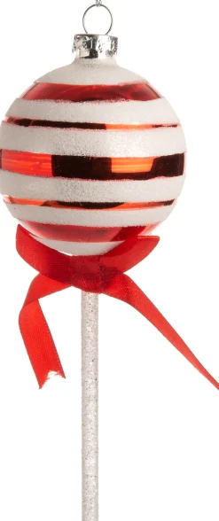 Intratuin Weihnachtsbaumschmuck Lolly rot / weiß D 5,5 H 15 cm