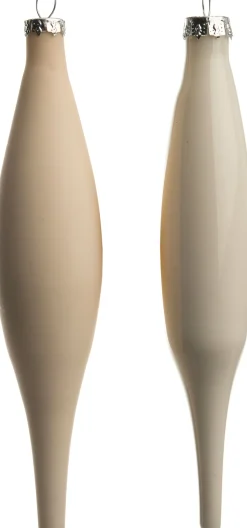 Intratuin Weihnachtsbaumschmuck Glas-Eiszapfen creme 3,5 x 3,5 x 15 cm 6 St.