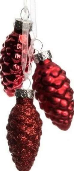 Intratuin Weihnachtsbaumschmuck Tannenzapfen rot 2,8 x 2,5 x 6 cm