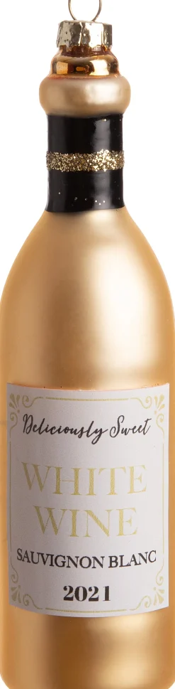 Intratuin Weihnachtsbaumschmuck Weinflasche gold D 3,8 H 14,5 cm