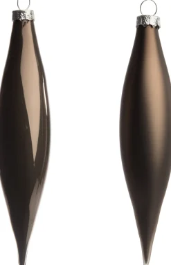 Intratuin Weihnachtsbaumschmuck Glas-Eiszapfen warm-grau 3,1 x 3,1 x 14,8 cm 6 St.