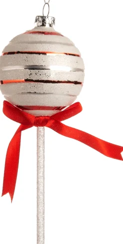 Intratuin Weihnachtsbaumschmuck Lolly weiß / rot D 5,5 H 15 cm